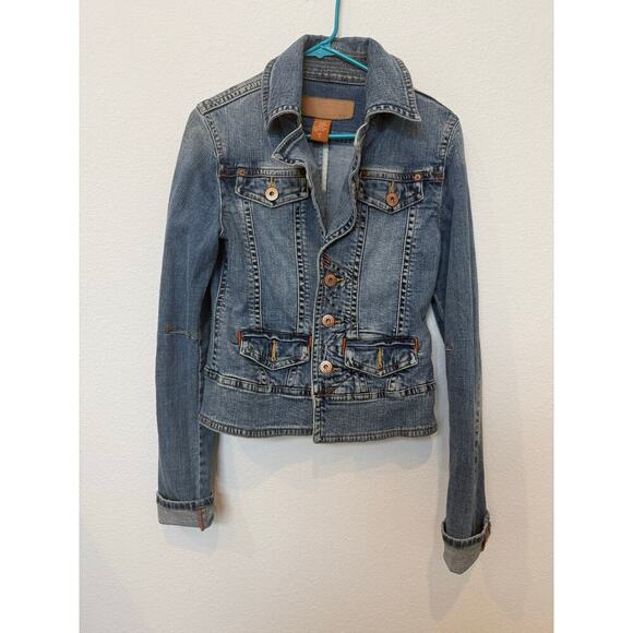 Christopher Blue Jackets & Blazers - Christopher Blue Cotton Stretch Denim Pockets Jean Jacket Size S